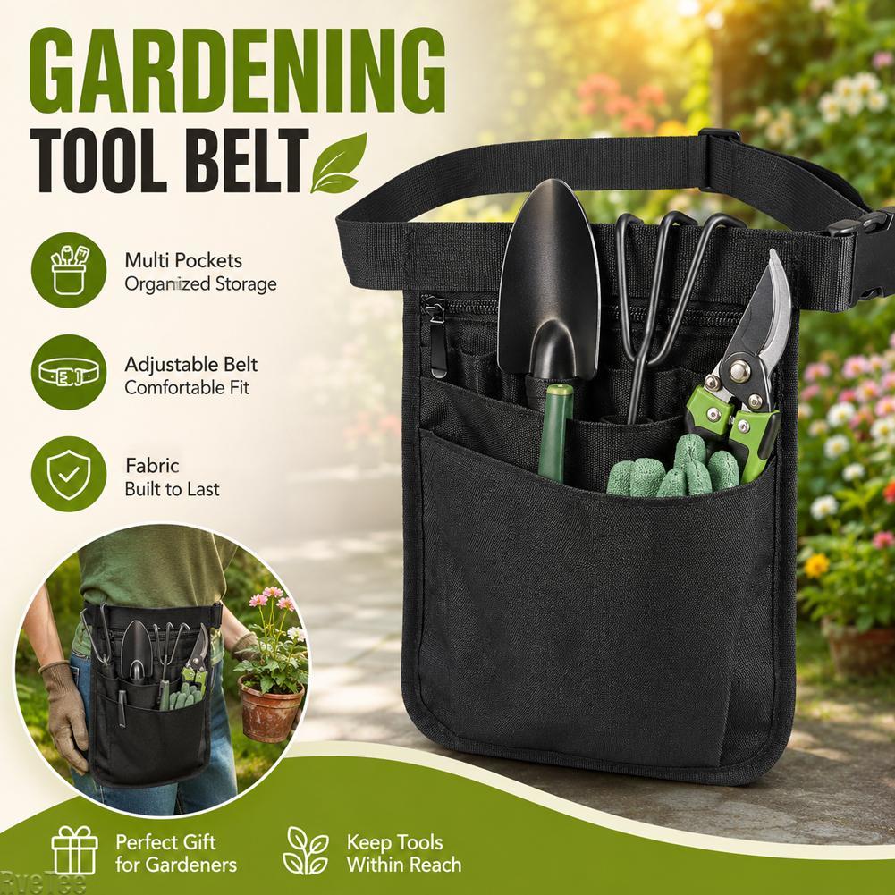Garden Tool Belt Multi Pocket Adjustable Waist Pouch Bag Storage Organizer for Yard Gardening Tools Scissors Working