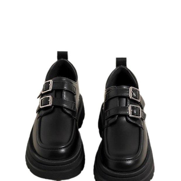 Small leather shoes women's British style new spring and autumn single shoes with platform black women's shoes
