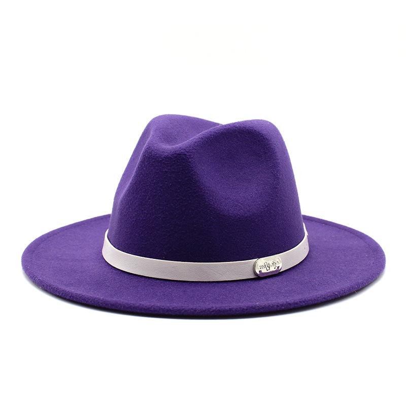 Top Hat British Classic Jazz Hat Wool Hat Big Eave Hat Versatile Flat Edge Hat Felt Hat