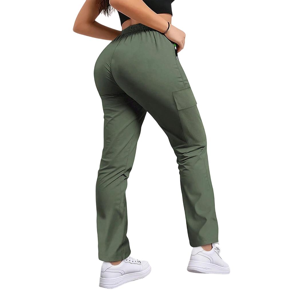 Pantaloni da lavoro da donna con tasche e coulisse, Pantaloni casual, Pantaloni a gamba larga