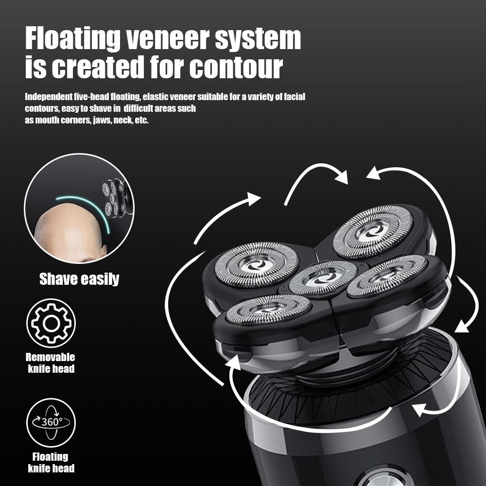 5 In 1 Head Shaver Razor For Bald Man Rechargeable Hair Shaving Razors Waterproof Wet Dry Beard Trimmer