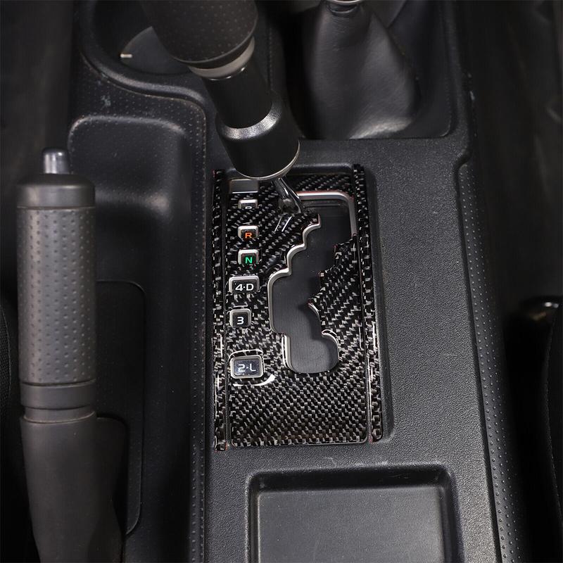 1 Set Car Center Console Gear Shift Panel Cover Trim LHD Fit for Toyota FJ Cruiser 2007-2017 2018   Carbon Fiber Black