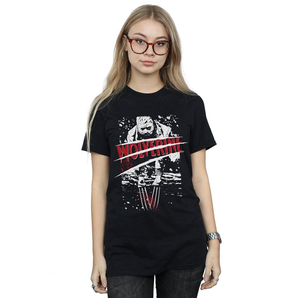 Marvel Womens/Ladies X-Men Split Red Wolverine Cotton Boyfriend T-Shirt