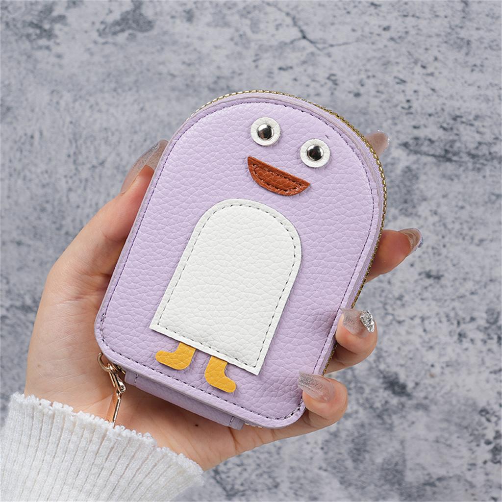 Creative MengMeng Penguin Degaussing Card Package Women's Zipper Multi-card Bank Card Holder Driver's License Compact Card Holde