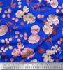 Soimoi Japan Crepe Satin Fabric Leaves,Peony & Dahlia Flower Printed Fabric 1 Metre 42 Inch