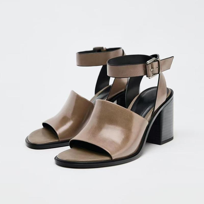 Fashion Fashion Genuine Leather Women Sandals 2025 Summer New Shoes Open Toe Rome Style High Heels Fashion Buckle Gladiator Shoes Woman