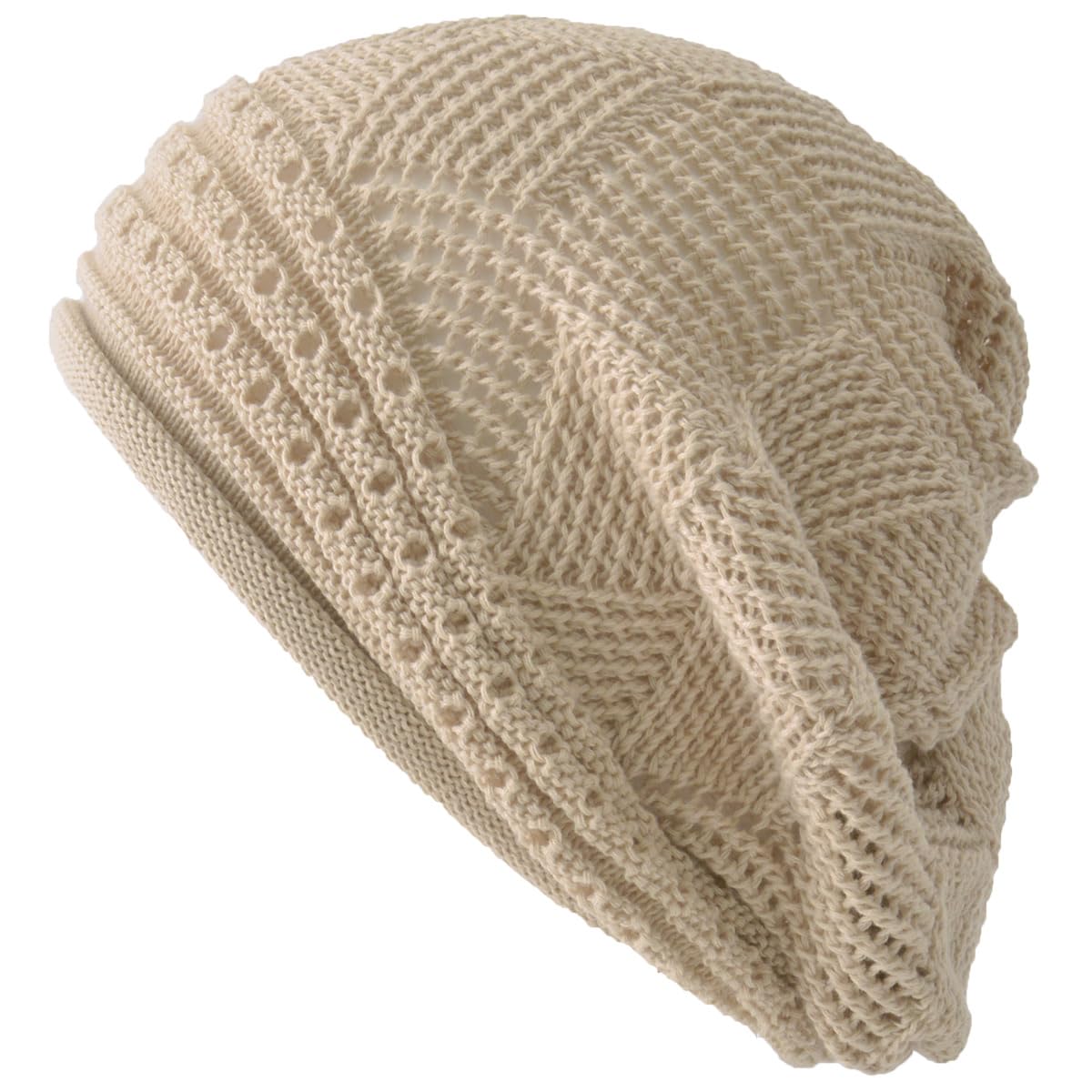 CHARM Cotton Roll Knit Cap Racha Size Fits Relaxed Fit Stylish Medical Hat 100% [One All/Beige] бежевый