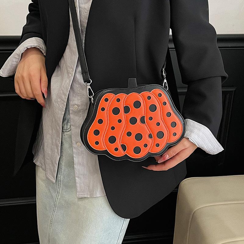 Mode PU Lynlås Crossbody Tasker Græskarhoved Halloween Tasker til Kvinder Sjov Atmosfære Skuldertasker