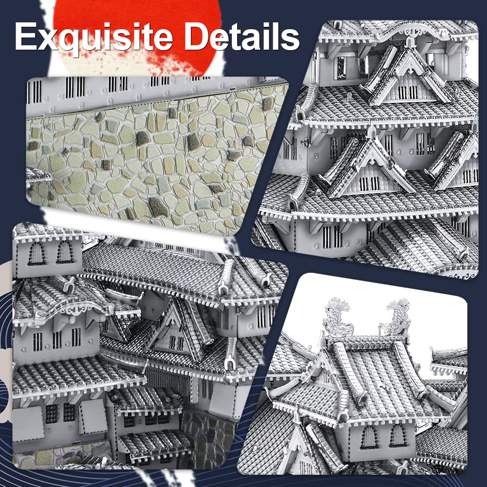 Piececool 3D Metall Himeji Burg Architektonisches Metall Nano Montage kein Kleber 4 Sterne Geeignet für Sammlerpuzzle (Berühmtes Gebäude) - Puzzle.
