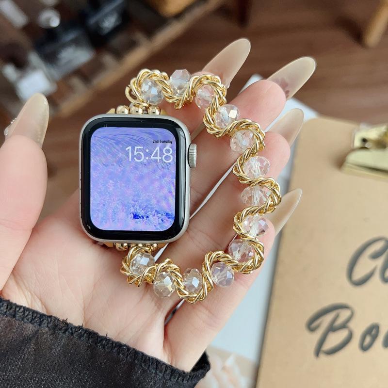 Compatible Elastic Crystal Chain Band for Apple Watch 11 Series, iWatch 10th Gen, Huawei GT6, Xiaomi 9PRO
