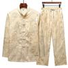 Spring/Autumn Men's Lightweight Ice Silk Tang Suit Set Long Sleeve for Middle-aged and Elderly Fathers