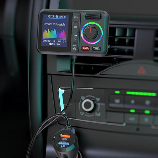 Geniş Ekranlı Bluetooth Uyumlu Araç Adaptörü Eller Serbest Görüşmeler Çok Fonksiyonlu Ses Çıkışı USB Flash Bellek Müzik Çalar