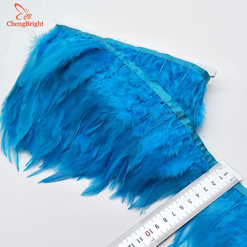 Chengbright  10yards Chicken Cock Feathers Trim Cloth Sideband Chicken Pheasant Feather Trims Clothing Wedding Feather Ribbon A
