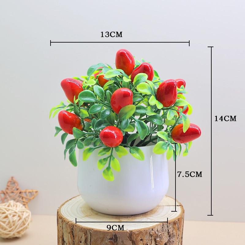 Simulated Green Plants Apples Oranges Cherries Potted Plants Desktop Plant Decor