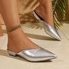 Summer Flats Shoes Women Closed Toe Slippers Slip On Mules Outdoor Sandals New Pointed Toe Light Slippers Causal Slides Women
