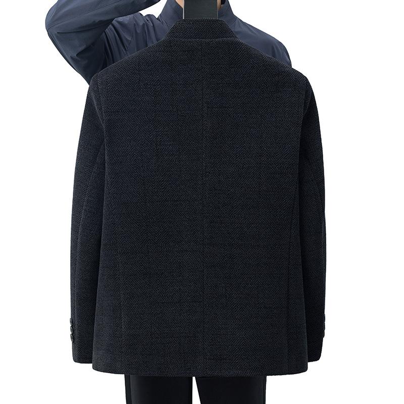 Stehkragen Herren Mittelalterlich und Älter Fleece Verdickte Jacke Papas Winter Baumwollgepolsterte Jacke