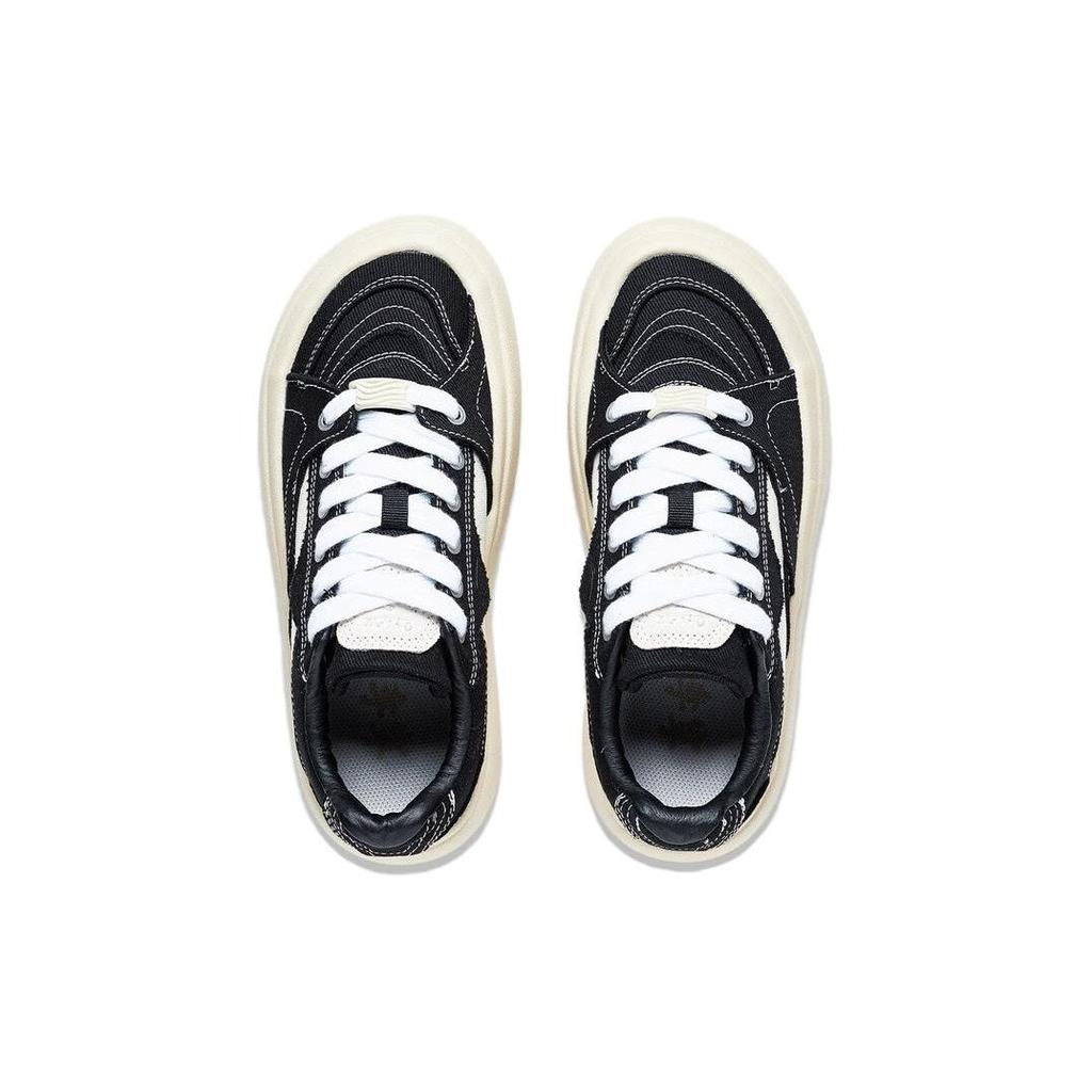 Li Ning Fabric Puff Platform Low Top Sports Casual Shoes Women sneakers Black White AZGT026-5