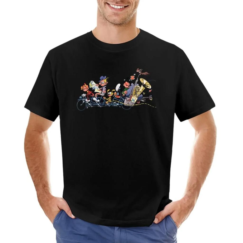 Gaston Marsupilami And Spirou Tshirt Anime Boys Animal Print Designer T Shirt Unisex Short Sleeve Round Collar New In Tops Tees