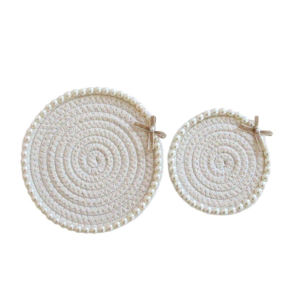 12cm*12cm Cotton Rope Heat Resistant Woven Coasters Handmade Multiple Colors Creative Coffee Cup Pad Chic Accessories