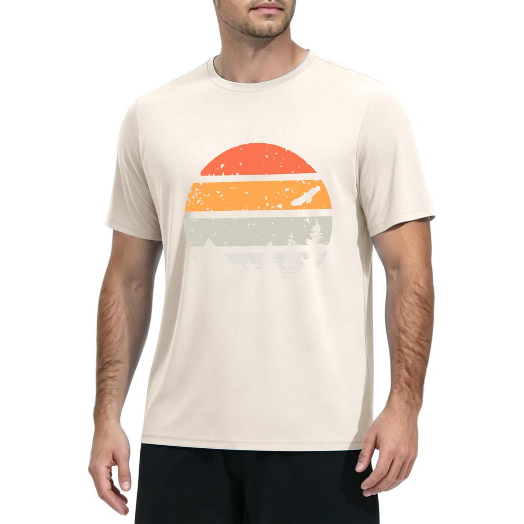 Men's Summer Quick Dry Short Sleeve T Shirt Sun Protection Fishing Gym Workout Athletic Top Lightweight Breathable Fabric