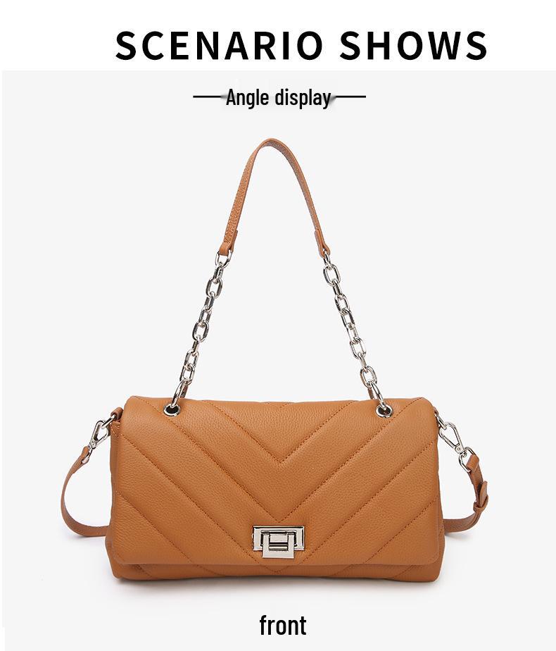 2026 Korean Coco Style Diamond Quilted Cowhide Shoulder & Crossbody Bag