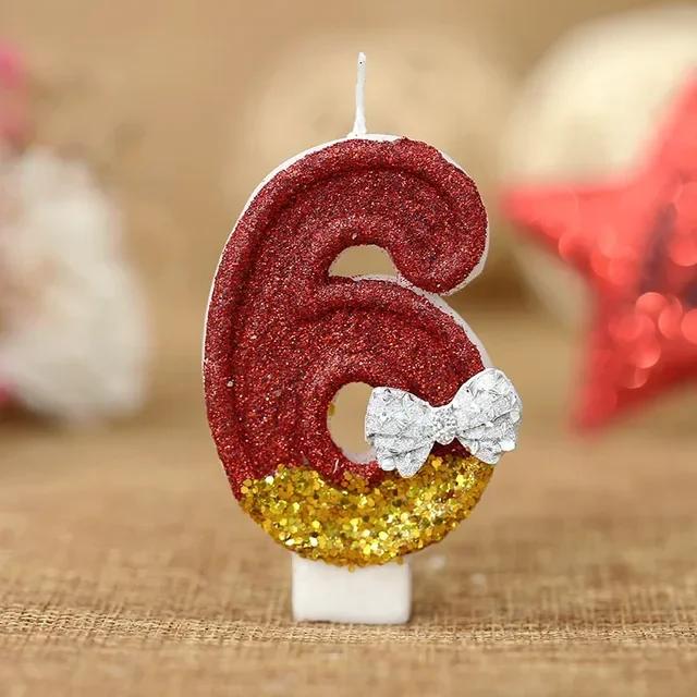 Red Number Birthday Candles Cake Decoration 0 1 2 3 4 5 6 7 8 9 Bow Cupcake Topper Birthday Party Anniversary Wedding Decor