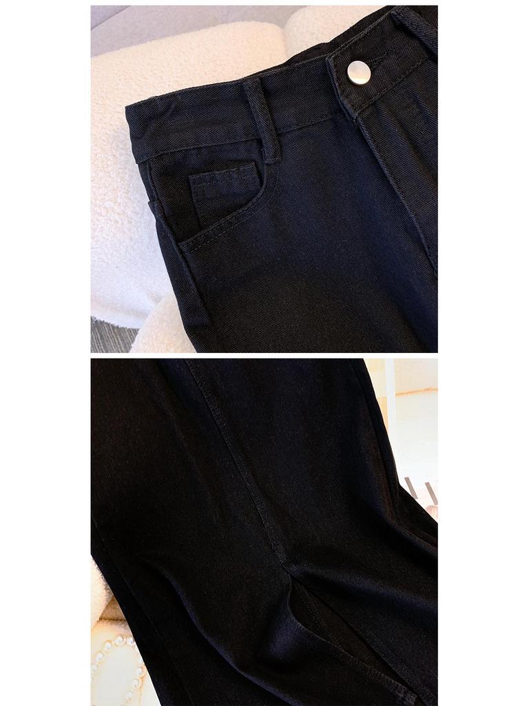 2024 Summer High-Waist Retro Denim Midi Skirt with Slit