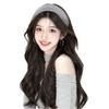 Hair Hoop Half Headband Wig Korean Style Long Wavy Curly  Hair Gray Wide Knit Headband Wig  Party