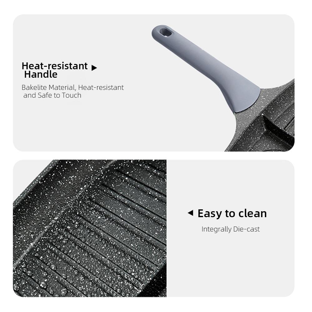 COOKER KING Fried Egg Pan Partition Frying Pan3 In1 Breakfast Frying Pan Multifunctional Non-Stick Barbecue Lunch Pancake