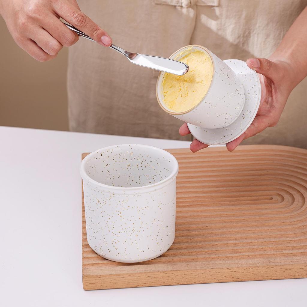 Ceramic Butter Dish - Freshness Preservation Sealed Jar, Creative Western Style Butter Box.