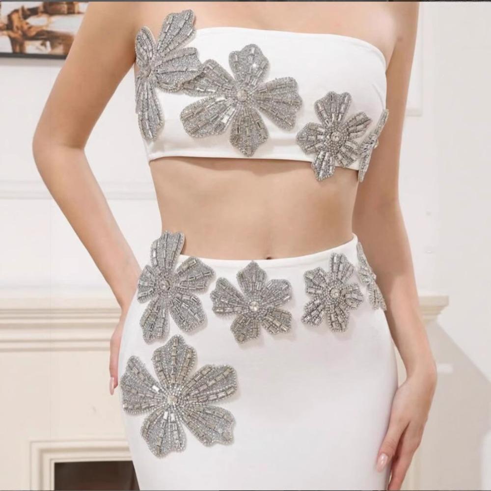 Rhinestone Flower Patches DIY Decorative Patches New Beaded Patches  Clothes Accessories