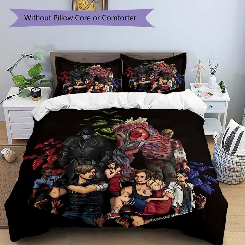 

3pcs Resident Evil Bedding Set - Includes Quilt Cover and Pillowcases, Suitable for All Seasons J077 135x200cm