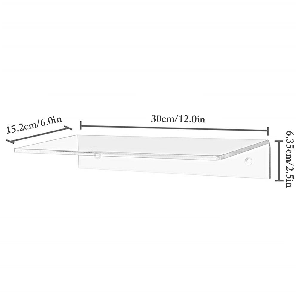 Details about 12 Inch Contemporary Clear Acrylic Floating Shelf/Wall Mounted Display Organizer Details about 12 Inch Contemporary Clear Acrylic Floating Shelf/Wall Mounted Display Organizer