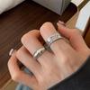 Korean Retro Distressed Letter Ring for Women, Niche Design, Adjustable Index Finger Ring