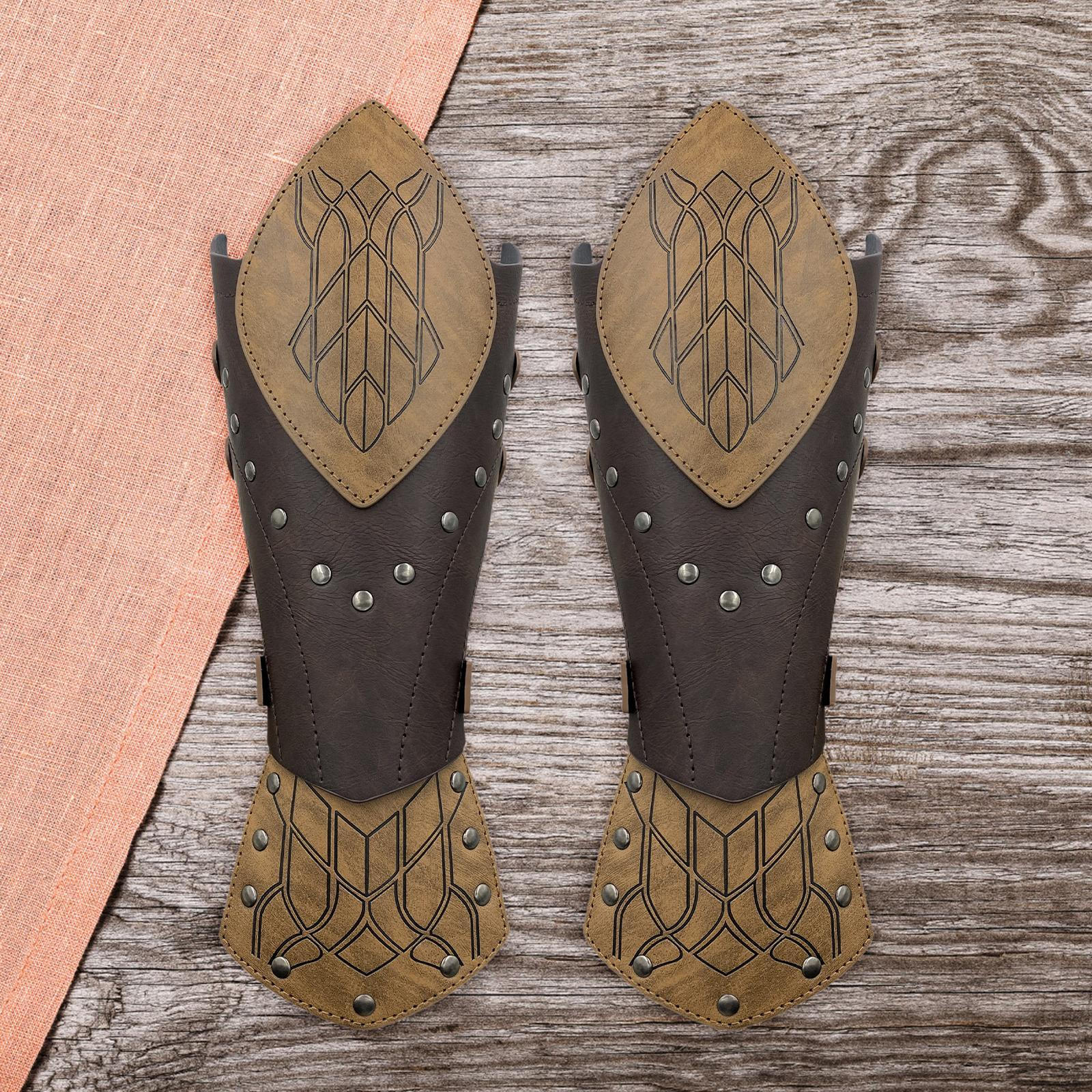 

Средневековые наручи для мужчин, наручные повязки из искусственной кожи, наручные перчатки для сцены светло-коричневого