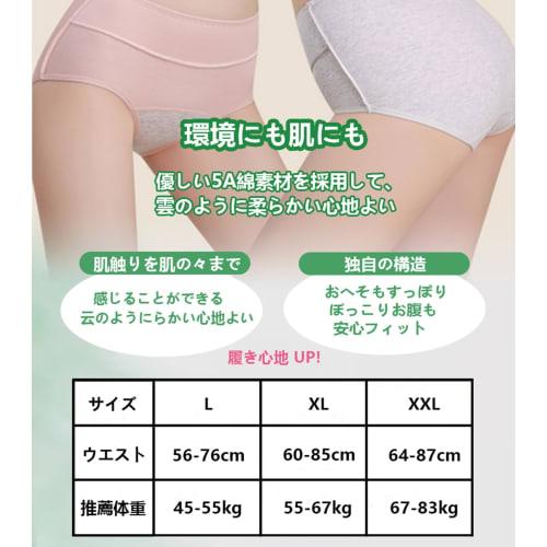 Raiplus Women's Cotton Sanitary Panties Set, 5-Piece Set (Size L)