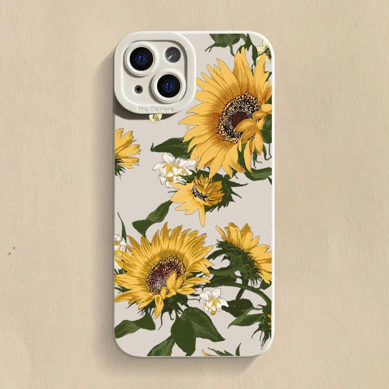Cute Sunflower Silicone Phone Case For  Redmi 12 4G 13C Redmi Note 13 12 11 Pro Plus 13 12S 11S 11 10S 10 Shockproof Cover