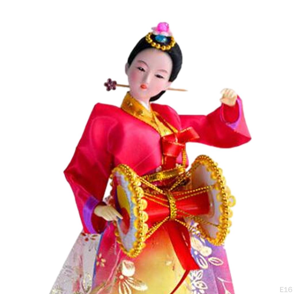 Hanbok Doll Korean Geisha Mini Kabuki Statue Traditional Handicraft Antique Asian Vintage