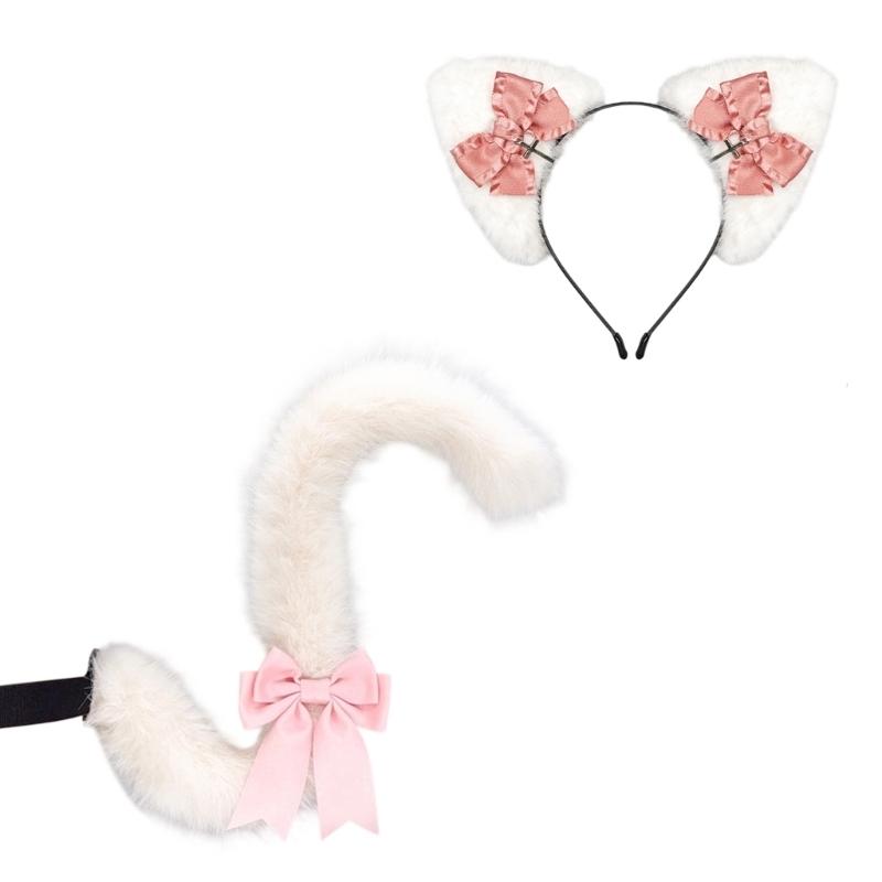 Themed Party Ear Headband with Soft Plush Texture, Ribbon Detail and Hanging Charm for Costume Styling and Photos