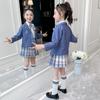 Girls School Uniform Costume Cosplay Plaid Skirt Suit Coat + Shirt + Skirt 3 Piece Set