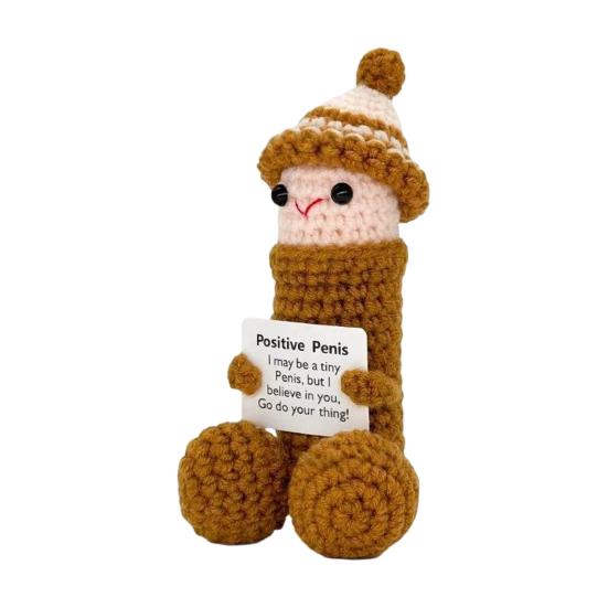 Cute Tabletop Ornament Handmade Crochet Ornament, Funny Positive Desk Buddy, Buddy Figurine, Emotional Support Keepsake Gift for Friends