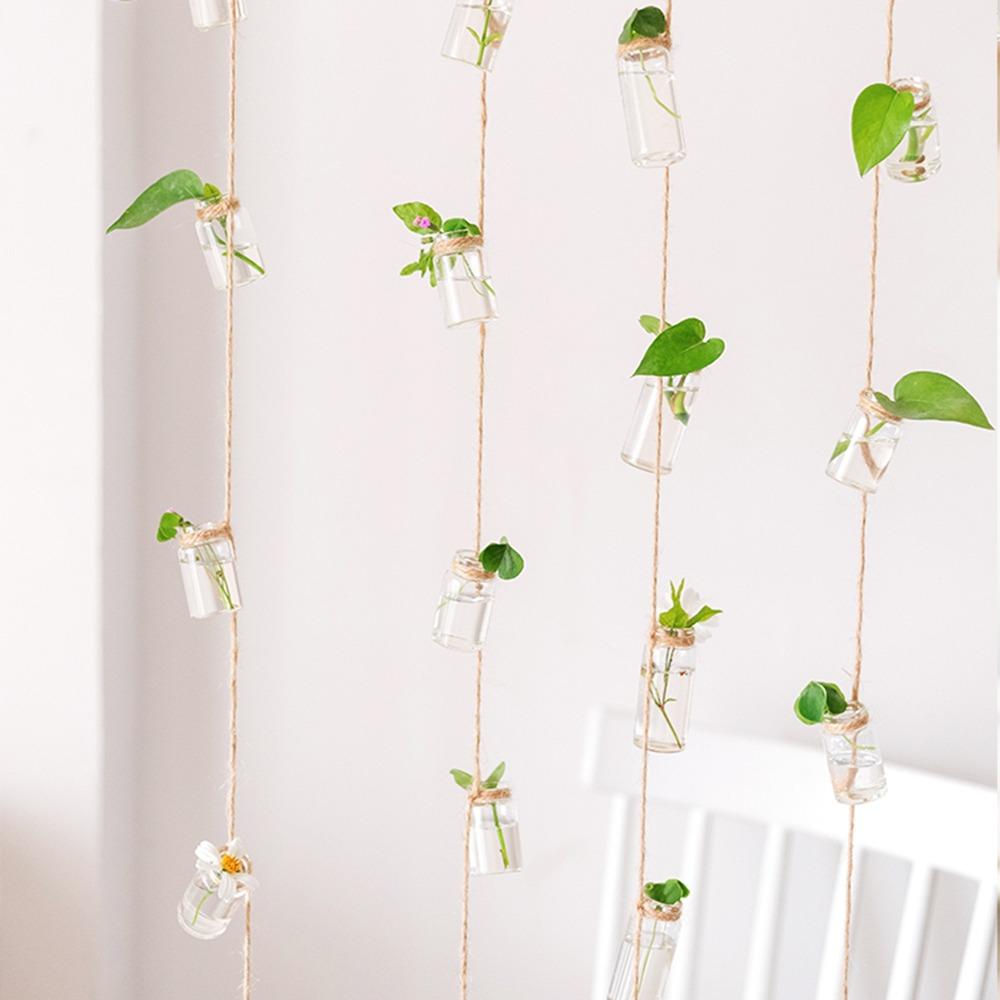 Nordic With 8 Mini Bottle Hydroponic Container Glass Vase Wind Chimes 1 Strings Hanging Vase
