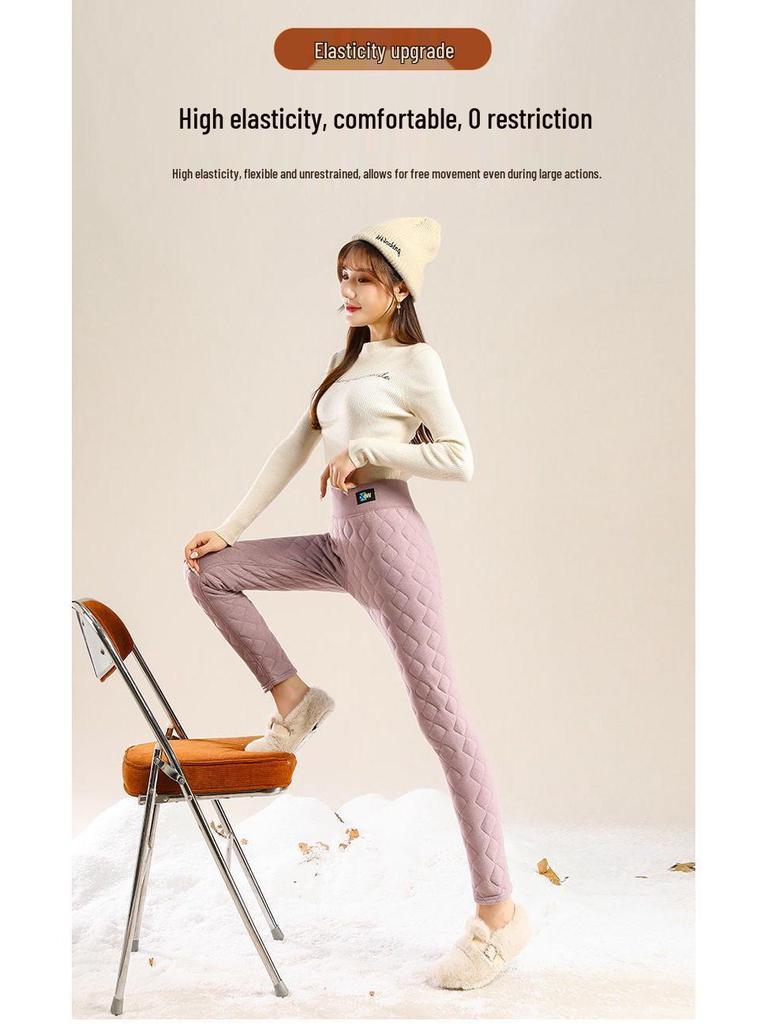Women's High Waist Velvet-Lined Slimming Cotton Pants - Warm Winter Inner & Outer Wear, Plus Size Available
