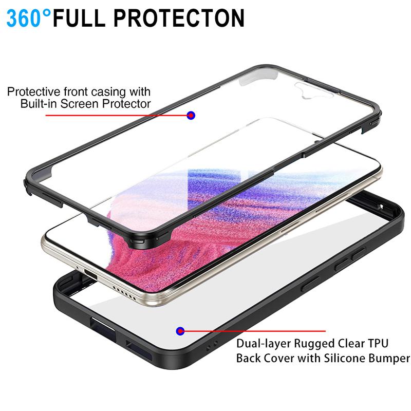 360 Degree Full Body Phone Cover For Samsung Galaxy A23 A25 A30 A51 A52 A53 A71 A72 A82 TPU Shockproof Clear Double sided Cover
