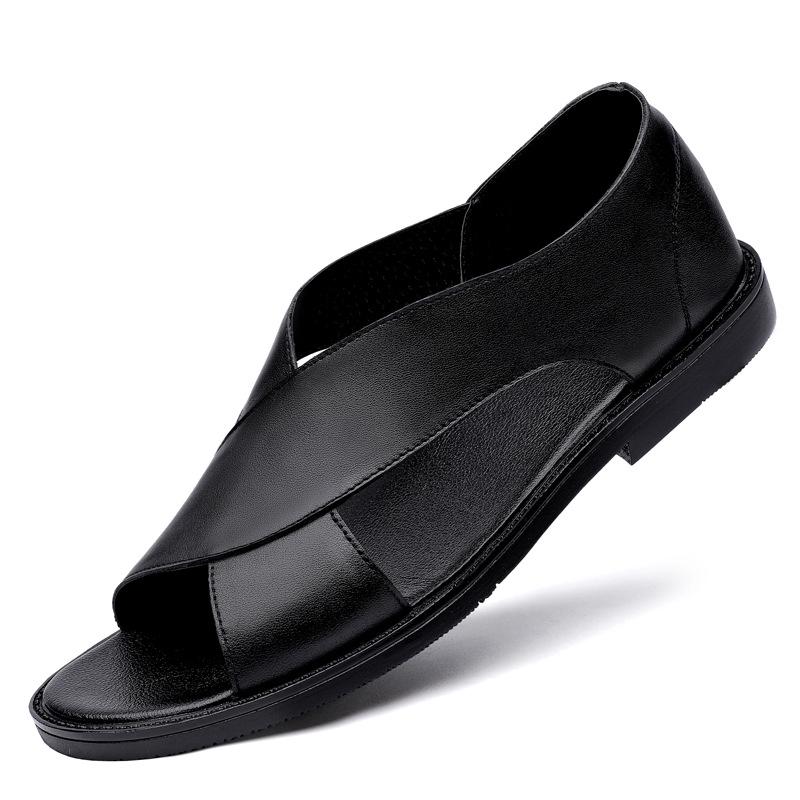 Men's Cowhide Leather Roman Sandals - New Casual Outdoor Summer Shoes with Soft Non-Slip Soles
