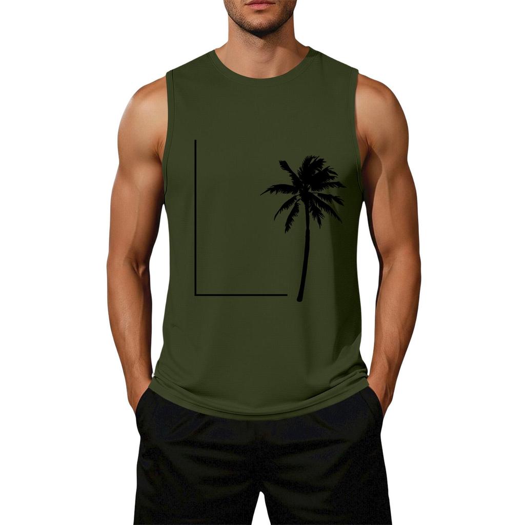 Men's Loose Fit Sleeveless Tank Top Casual Flag Print Summer Muscle Shirt Lightweight Breathable Fabric Comfortable Fit