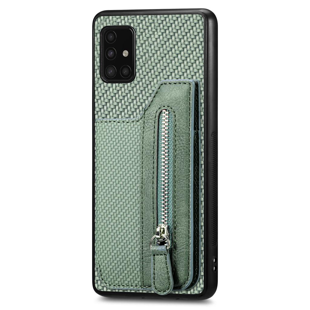 For Samsung Galaxy A51 5G SM-A516 Case Leather+PC+TPU Zipper Wallet Phone Shell