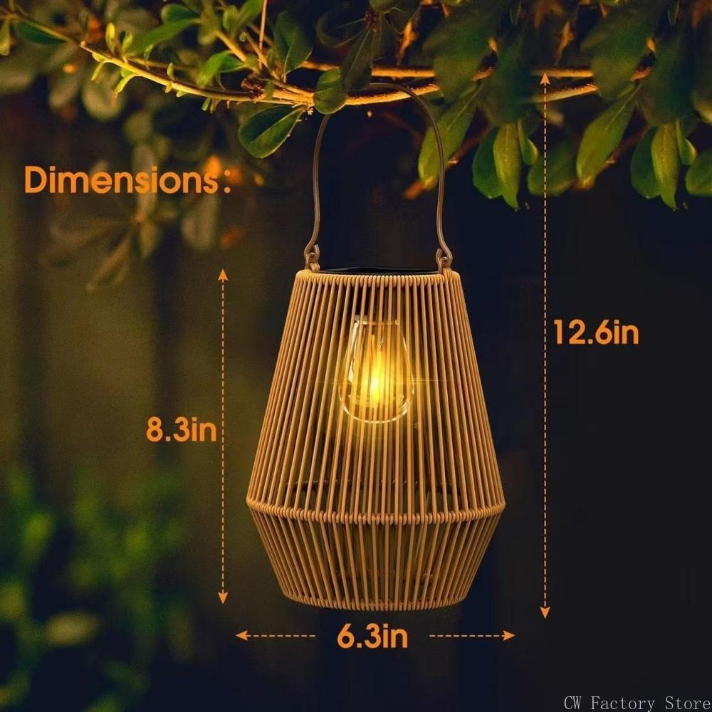 Waterproof Outdoor Solar Hanging Lantern LED Rattan Wicker Light for Garden Yard Patio Porch Backyard Pathway Tree Decoration