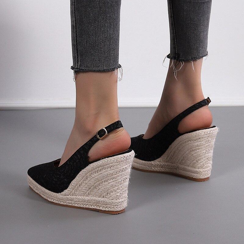 Fashion High Heels Women Party Shoes Pointed Toe Pumps Brand Ladies Wedges Elegant Woman Wedge Heel 10cm Plus Size 42