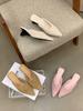 2025 Mao Mao high-heeled slippers women's outerwear niche design sense lamb wool method wedge heel plush bag head half slippers